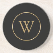 Dessous De Verre En Grès Monogramme Initial Élégant Or Moderne (Devant)