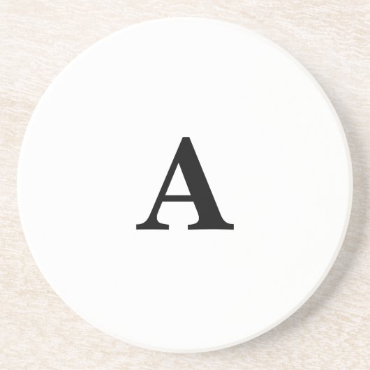 Dessous De Verre En Grès Monogramme Initial Simple Élégant Nom personnalisé (Devant)