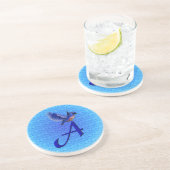 Dessous De Verre En Grès Monogramme initiale A Bluebird (Côté)