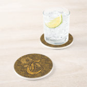 Dessous De Verre En Grès Monogramme Initiale C Élégante Fleur de Pivoine en (Côté)