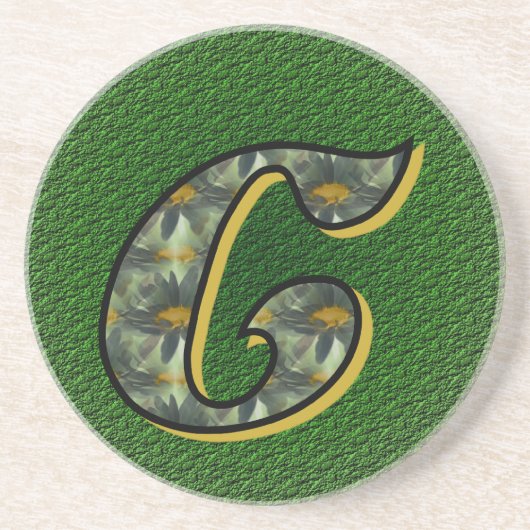 Dessous De Verre En Grès Monogramme Initiale C Fleurs de Marguerites Art (Devant)