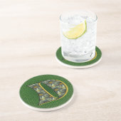 Dessous De Verre En Grès Monogramme Initiale D Fleurs de Marguerites Art (Côté)