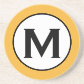 Dessous De Verre En Grès Monogramme jaune moutarde moderne (Devant)