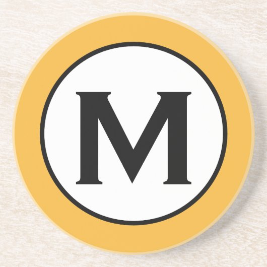 Dessous De Verre En Grès Monogramme jaune moutarde moderne (Devant)