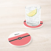 Dessous De Verre En Grès Monogramme moderne Carmine Red Holiday (Côté)