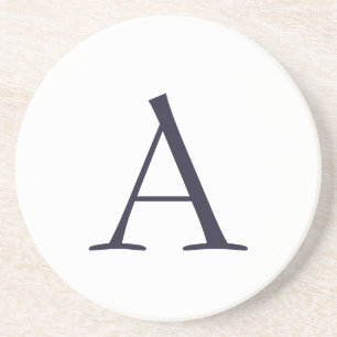 Dessous De Verre En Grès Monogramme moderne élégant bleu clair initial