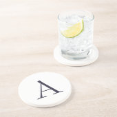 Dessous De Verre En Grès Monogramme moderne élégant bleu clair initial (Côté)