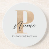 Dessous De Verre En Grès Monogramme moderne Initiale P & Nom Personnalisé (Devant)