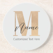Dessous De Verre En Grès Monogramme moderne M & Nom initial Personnalisé (Devant)