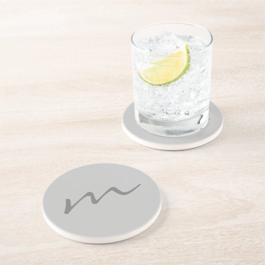 Dessous De Verre En Grès monogramme moderne tendance gris professionnel (Côté)