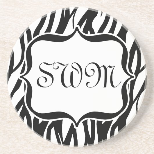 Dessous De Verre En Grès Monogramme noir/blanc de zèbre (Devant)