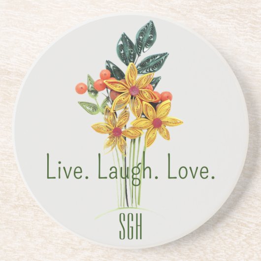 Dessous De Verre En Grès Monogramme, Papier Fleurs Qualisées Pierre De Sabl (Devant)