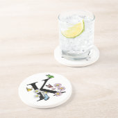 Dessous De Verre En Grès Monogramme papillon aquarelle lettre K floral (Côté)
