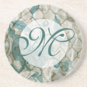 Dessous De Verre En Grès Monogramme | papillons arabes V (Devant)