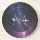 Dessous De Verre En Grès Monogramme personnalisable à voie lactée (Devant)