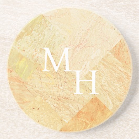 Dessous De Verre En Grès Monogramme personnalisé Champagne Abstrait élégant (Devant)