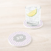 Dessous De Verre En Grès Monogramme personnalisé Clair Purple Honeycomb (Côté)
