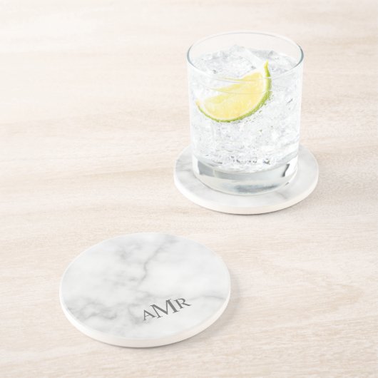 Dessous De Verre En Grès Monogramme Personnalisé Classique (Côté)