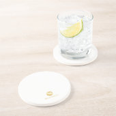 Dessous De Verre En Grès Monogramme personnalisé de luxe blanc et or (Côté)