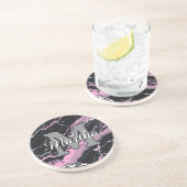 Dessous De Verre En Grès Monogramme personnalisé de nom de script initial p (Côté)