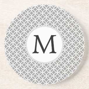 Dessous De Verre En Grès Monogramme personnalisé Gris anneaux motif
