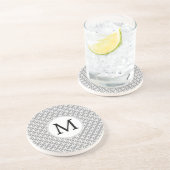 Dessous De Verre En Grès Monogramme personnalisé Gris anneaux motif (Côté)