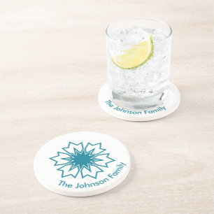 Dessous De Verre En Grès Monogramme personnalisé Mandala étoile géométrique