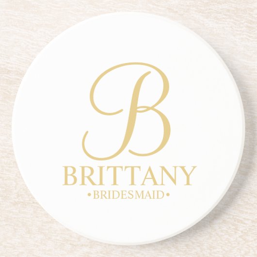 Dessous De Verre En Grès Monogramme personnalisé moderne et nom Bridesmaid (Devant)