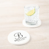 Dessous De Verre En Grès Monogramme personnalisé moderne et nom Bridesmaid (Côté)