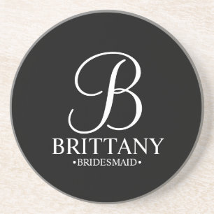 Dessous De Verre En Grès Monogramme personnalisé moderne et nom Bridesmaid