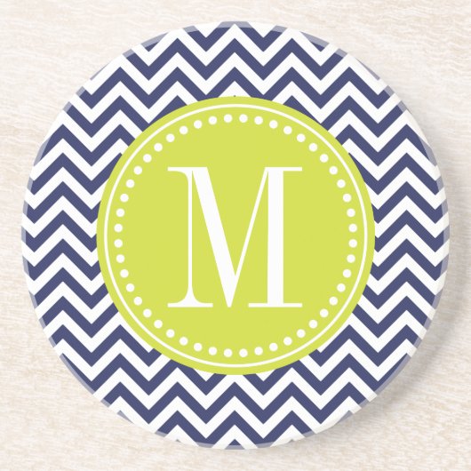 Dessous De Verre En Grès Monogramme personnalisé par zigzag de Chevron de (Devant)