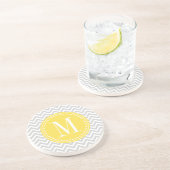 Dessous De Verre En Grès Monogramme personnalisé par zigzag gris-clair de (Côté)
