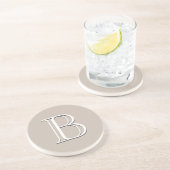 Dessous De Verre En Grès Monogramme personnalisé Tan neutre initial (Côté)