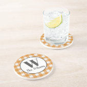Dessous De Verre En Grès Monogramme Plaid de Buffalo blanc orange (Côté)
