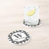 Dessous De Verre En Grès Monogramme Plaid de Buffle Blanc Gris Classique (Côté)