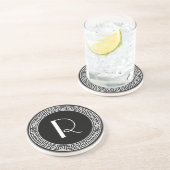 Dessous De Verre En Grès Monogramme principal grec de conception (Côté)