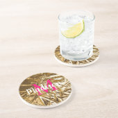Dessous De Verre En Grès Monogramme rose doré personnalisé (Côté)