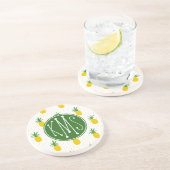 Dessous De Verre En Grès Monogramme tropical d'or des ananas | (Côté)