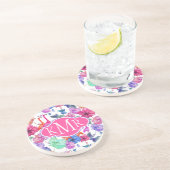 Dessous De Verre En Grès Monogramme tropical du motif | d'aquarelle (Côté)