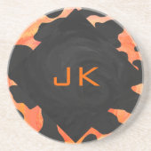 Dessous De Verre En Grès Monogramme vache noir et orange Impression (Devant)