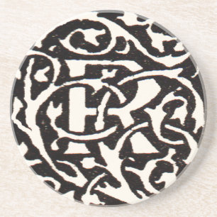 Dessous De Verre En Grès Monogramme vintage R Art Nouveau