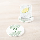 Dessous De Verre En Grès Monogrammes de fougères vertes personnalisés par C (Côté)
