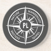 Dessous De Verre En Grès Monographie d'emblème de compas noir et blanc (Devant)