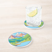 Dessous De Verre En Grès Montagnes avec ruisseau (Côté)