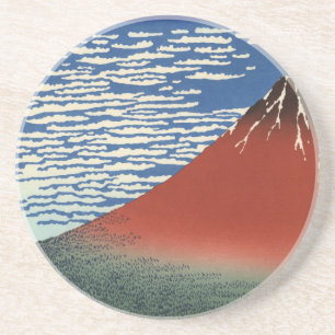 Dessous De Verre En Grès Montagnes de peinture d'art de Hokusai