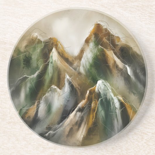 Dessous De Verre En Grès Montagnes peintes (Devant)