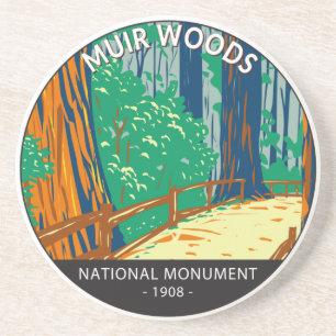 Dessous De Verre En Grès Monument national de Muir Woods Californie Vintage