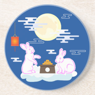 Dessous De Verre En Grès Moon Rabbit Mooncake Nuages Mooncake Festival à la
