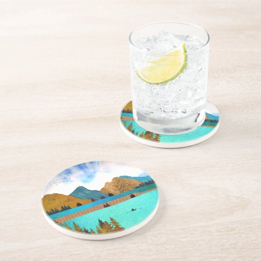 Dessous De Verre En Grès Morning Lake Rower (Côté)