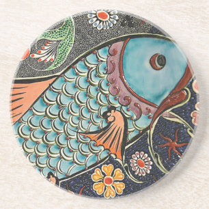 Dessous De Verre En Grès Mosaïque de Koi
